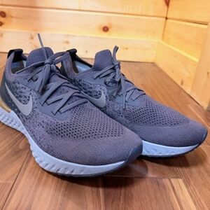 Nike Grey and Black Shoe Label with Grey Swoosh